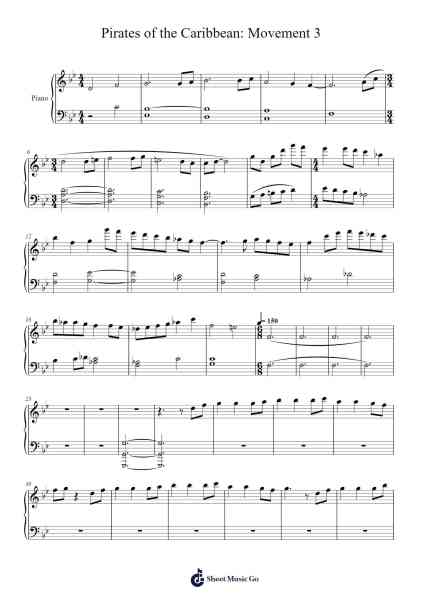 Pirates of the Caribbean: Movement 3 Sheet Music by caymanhogue-Arr.Ivessid