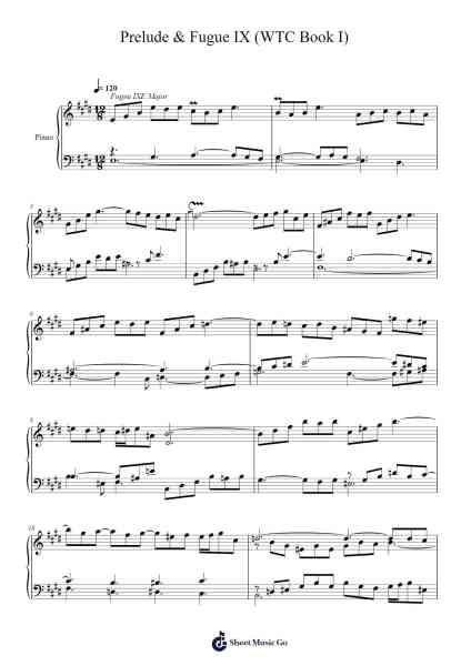 Prelude & Fugue in E Major, BWV 854 (WTC Book I) Sheet Music by Johann Sebastian Bach-Arr.Hula
