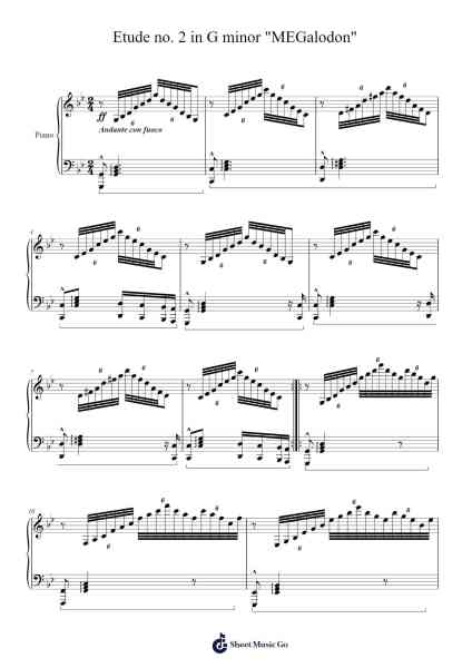 Etude no. 2 in G minor "MEGalodon" Sheet Music by J.Javier-Arr.Corvan Hewkins