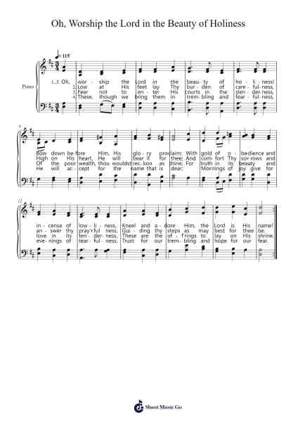 Oh, Worship the Lord in the Beauty of Holiness Sheet Music by Reinhardt Manuscript-Arr.Fowcoln
