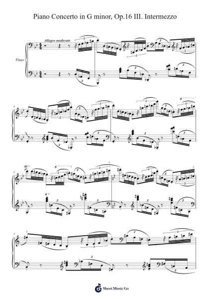 Piano Concerto No. 2 in G Minor, Op. 16: III. Intermezzo Sheet Music by Sergei Prokofiev-Arr.Shertram