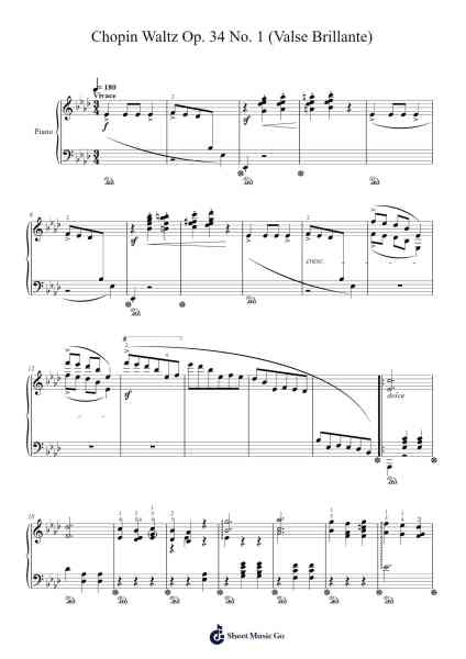Waltz Op. 34 No. 1 "Valse Brillante" Sheet Music by Frédéric Chopin-Arr.Wheenan
