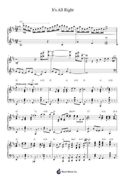 It's All Right 樂譜由 Curtis Mayfield - 編曲 Jonric