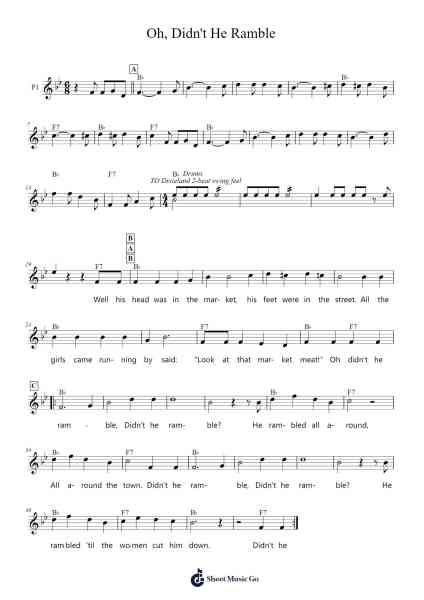 Oh, Didn't He Ramble Sheet Music by Traditional-Arr.Mileswin Joanmuel