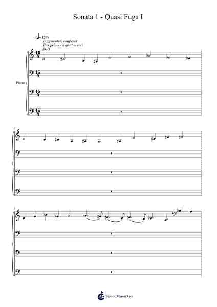 Sonata 1 "Quasi Fuga I" Sheet Music by offensivejoke-Arr.Pullzie Willmiles