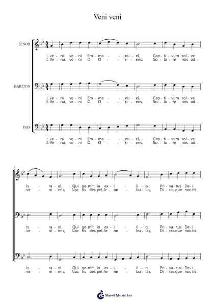 Veni veni Sheet Music by Unknown author-Arr.Wrighttab