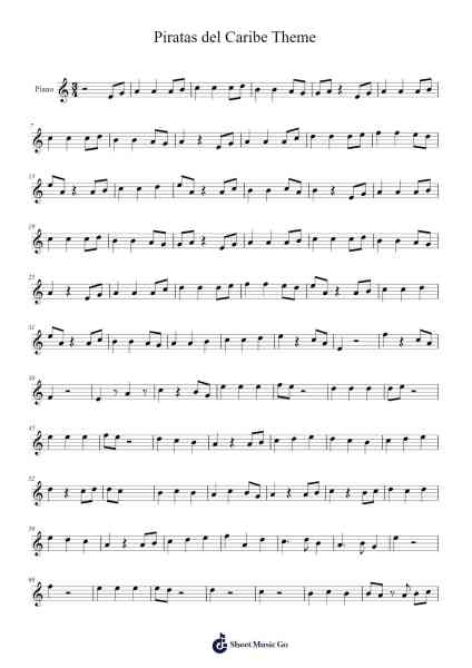 Piratas del Caribe Theme Sheet Music by Misc Soundtrack-Arr.Brownemeg