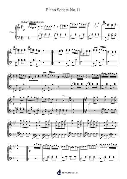 Piano Sonata No. 11 in A Major, K. 331: III. Rondo Alla Turca Sheet Music by Wolfgang Amadeus Mozart-Arr.Osbrow Joeholt