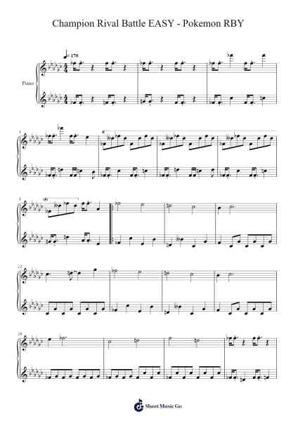 Champion Rival Battle EASY - Pokemon RBY Sheet Music by Junichi Masuda-Arr.Gunvi Canlin