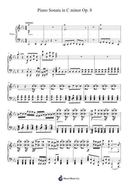 Piano Sonata in C minor Op. 8 Sheet Music by Ludvig Florin-Arr.Pipril