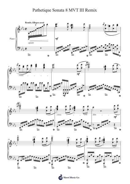 Sonata No. 8 in C Minor, Op. 13 "Pathétique": III. Rondo: Allegro Sheet Music by Ludwig van Beethoven-Arr.Jactram Matphael