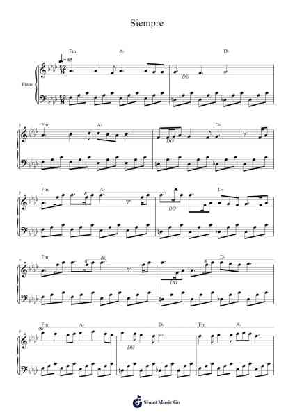 Siempre Sheet Music by Wilhelboyce Yedgrote-Arr.Graycie Scob