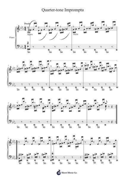 Quarter-tone Impromptu Sheet Music by Hayashi Neru-Arr.Carlphrey