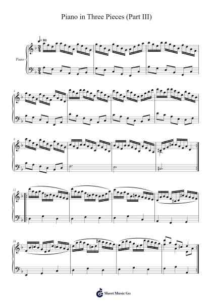 Piano in Three Pieces (Part III) Sheet Music by Jamesstone-Arr.Woosil Vauggel