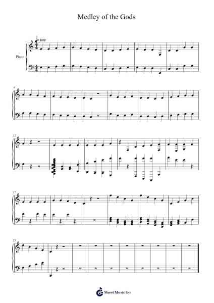 Medley of the Gods Musica per pianoforte di Hawdy - Arr.Kathtta