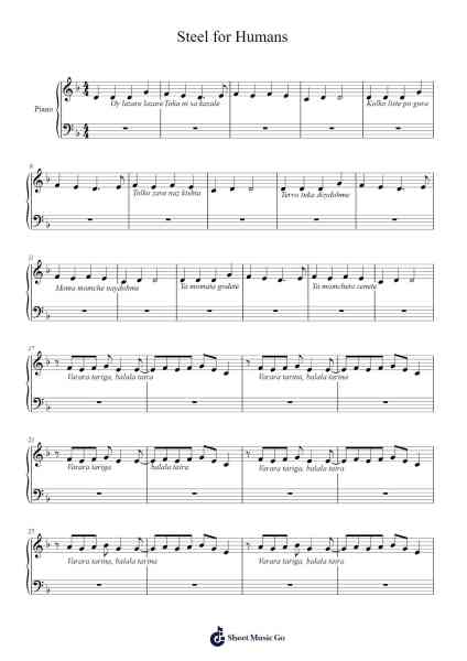 Steel for Humans Sheet Music by Newt78-Arr.Jillcooke Murday