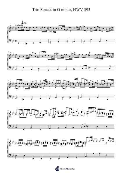 Trio Sonata in G Minor, HWV 393 Sheet Music by Georg Friedrich Händel-Arr.Yulesopp Troyvice