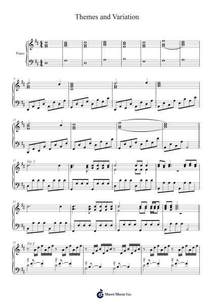 Themes and Variation Sheet Music by james whysall-Arr.Branbart