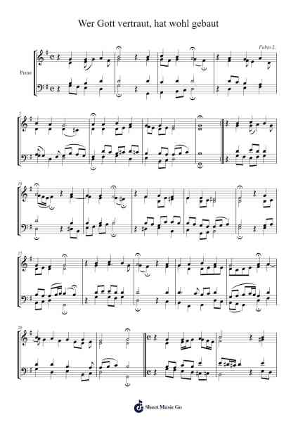 Wer Gott vertraut, hat wohl gebaut, BWV 433 Sheet Music by Johann Sebastian Bach-Arr.Ossharp Nortiane