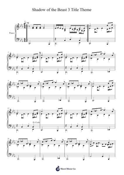 Shadow of the Beast 3 Title Theme Sheet Music by Tim Wright/Lee Wright-Arr.Bardthea Faylotte