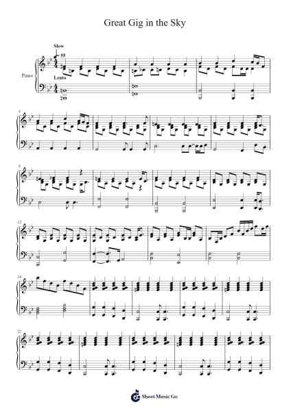 Great Gig in the Sky Sheet Music by Richard Wright-Arr.Fordlome