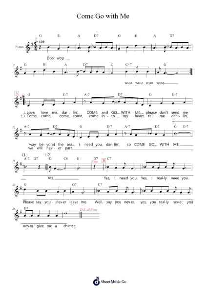 Come Go with Me Sheet Music by The Del-Vikings-Arr.Cofsar