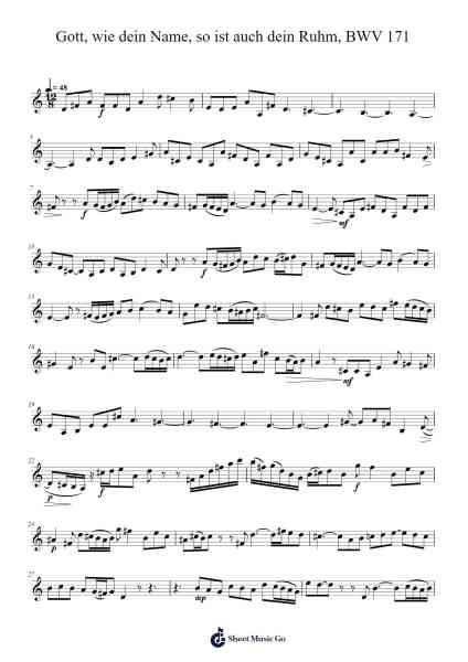 Gott, wie dein Name, so ist auch dein Ruhm, BWV 171 Sheet Music by Johann Sebastian Bach-Arr.Geofmuel Nelsoon