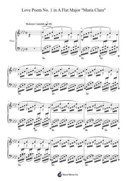 Love Poem No. 1 in A Flat Major "Maria Clara" Sheet Music by J. Javier-Arr.Huxver Birdnee