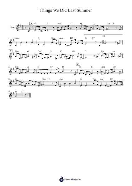 Things We Did Last Summer Sheet Music by Sammy Cahn/Jule Stein-Arr.Trollfax