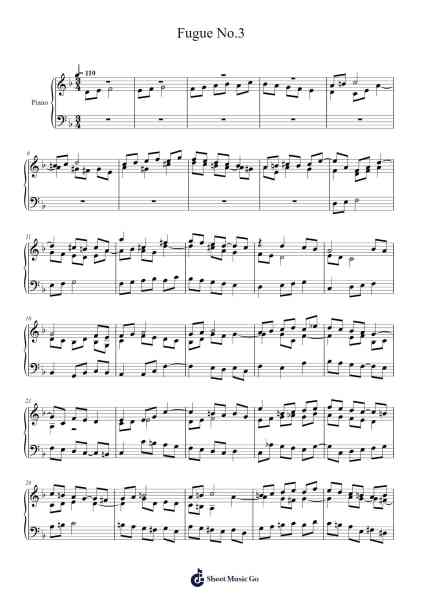 Fugue No.3 Sheet Music by Tom Hamilton-Arr.Woomiah