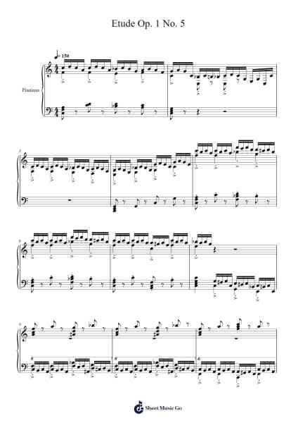 Etude Op. 1 No. 5 Sheet Music by Daniel Bakan-Arr.Galepiers Vasa