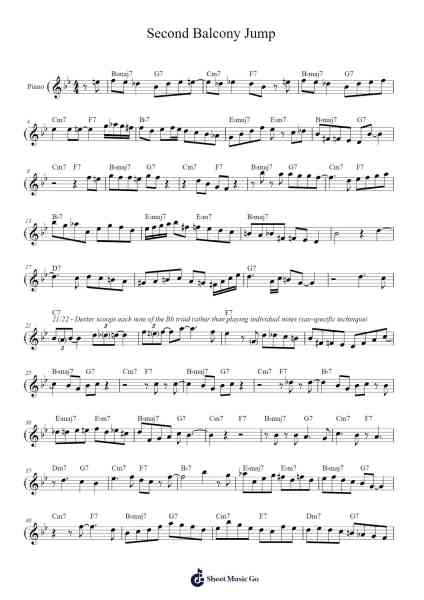 Second Balcony Jump Sheet Music by Dexter Gordon/Josh Warren-Arr.Stilhan Dalter