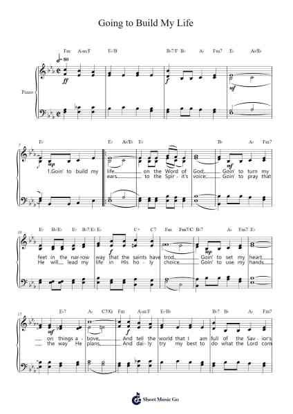 Going to Build My Life Sheet Music by Carrdie Bradbach-Arr.Brownend Bonckey