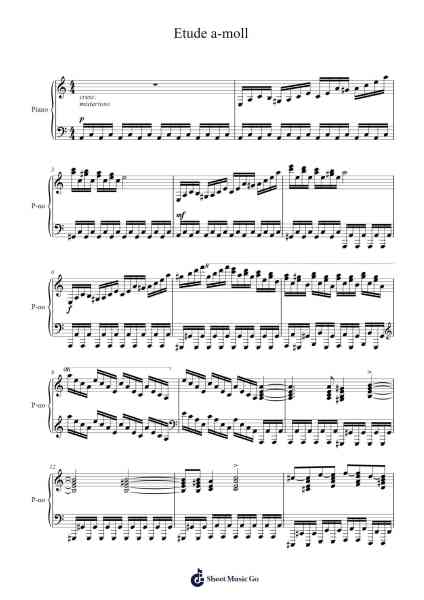 Etude in A Minor Sheet Music by V.Bakirov-Arr.Agsean