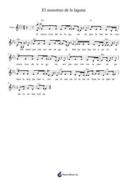 El monstruo de la laguna Sheet Music by -Arr.Walry