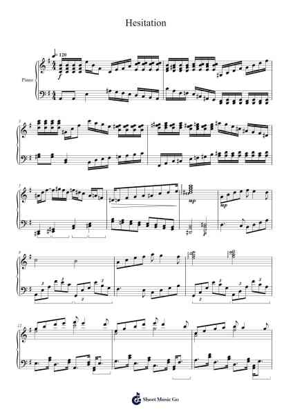 Hesitation Ноты для фортепиано от Maltzster Colcott-Arr.Wordcox Maxjack