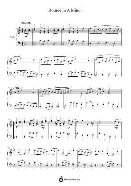 Bourée in A Minor, KWV 825 Sheet Music by Johann Ludwig Krebs-Arr.Springlynn Agnise