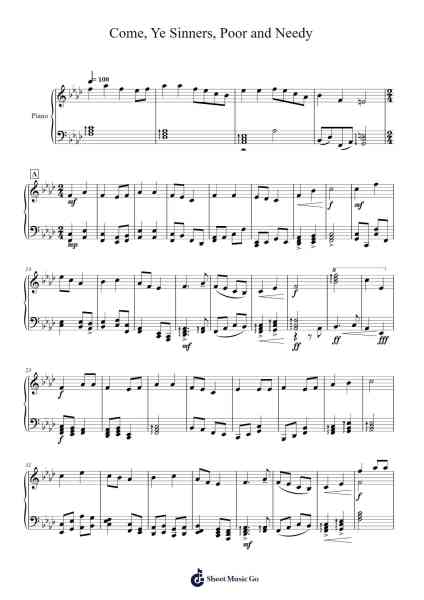 Come, Ye Sinners, Poor and Needy Sheet Music by Joseph Hart-Arr.Polwer Sharpger