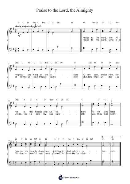Praise to the Lord, the Almighty Sheet Music by Joachim Neander-Arr.Kaydict Globert