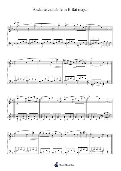 Andante cantabile in E-flat major Sheet Music by Carl Czerny-Arr.Websjean Hodgdre