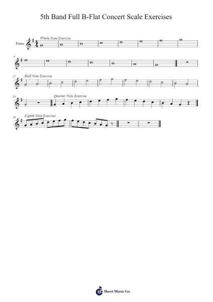 5th Band Full B-Flat Concert Scale Exercises Sheet Music by Dingman-Arr.Joshjean