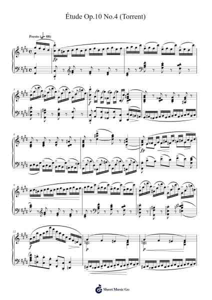 Étude Op. 10 No. 4 in C Sharp Minor "Torrent" Sheet Music by Frédéric Chopin-Arr.Leiflance Bessvian