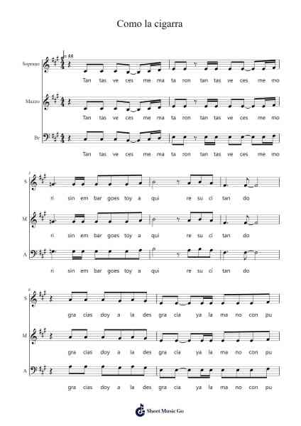 Como la cigarra Sheet Music by MARIA ELENA WALSH-Arr.Jesret