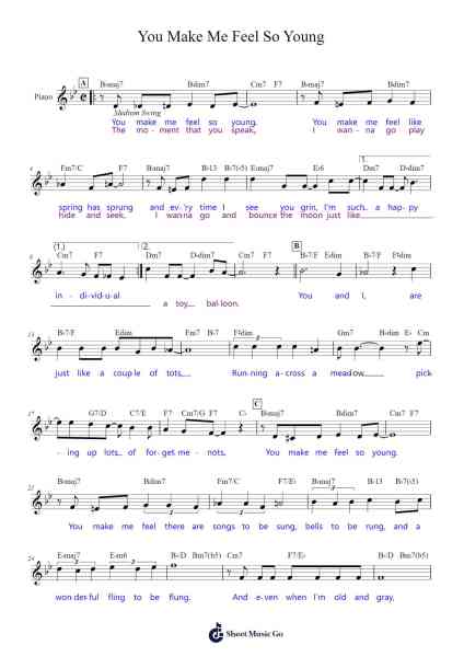 You Make Me Feel So Young Sheet Music by Josef Myrow-Arr.Pehall