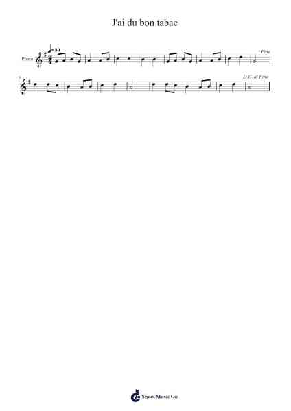 J'ai du bon tabac Sheet Music by -Arr.Manpiers