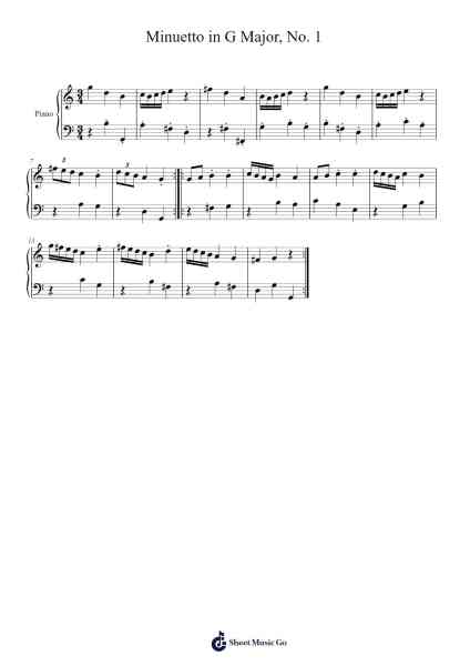 Minuet in G Major, No. 1 Sheet Music by Johann Sebastian Bach-Arr.Bautab