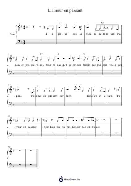 L'amour en passant Sheet Music by Pierre Donoré-Arr.Lornas Buckdick