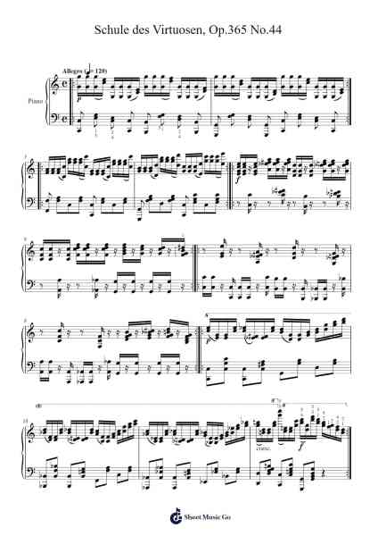 Schule des Virtuosen, Op. 365 No. 44 Sheet Music by Carl Czerny-Arr.Hazlius