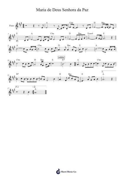 Maria de Deus Senhora da Paz Sheet Music by Padre Marcelo Rossi-Arr.Junegia Wato