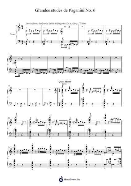 Grandes études de Paganini, S.141 No. 6 in A Minor Sheet Music by Franz Liszt-Arr.Boycefax